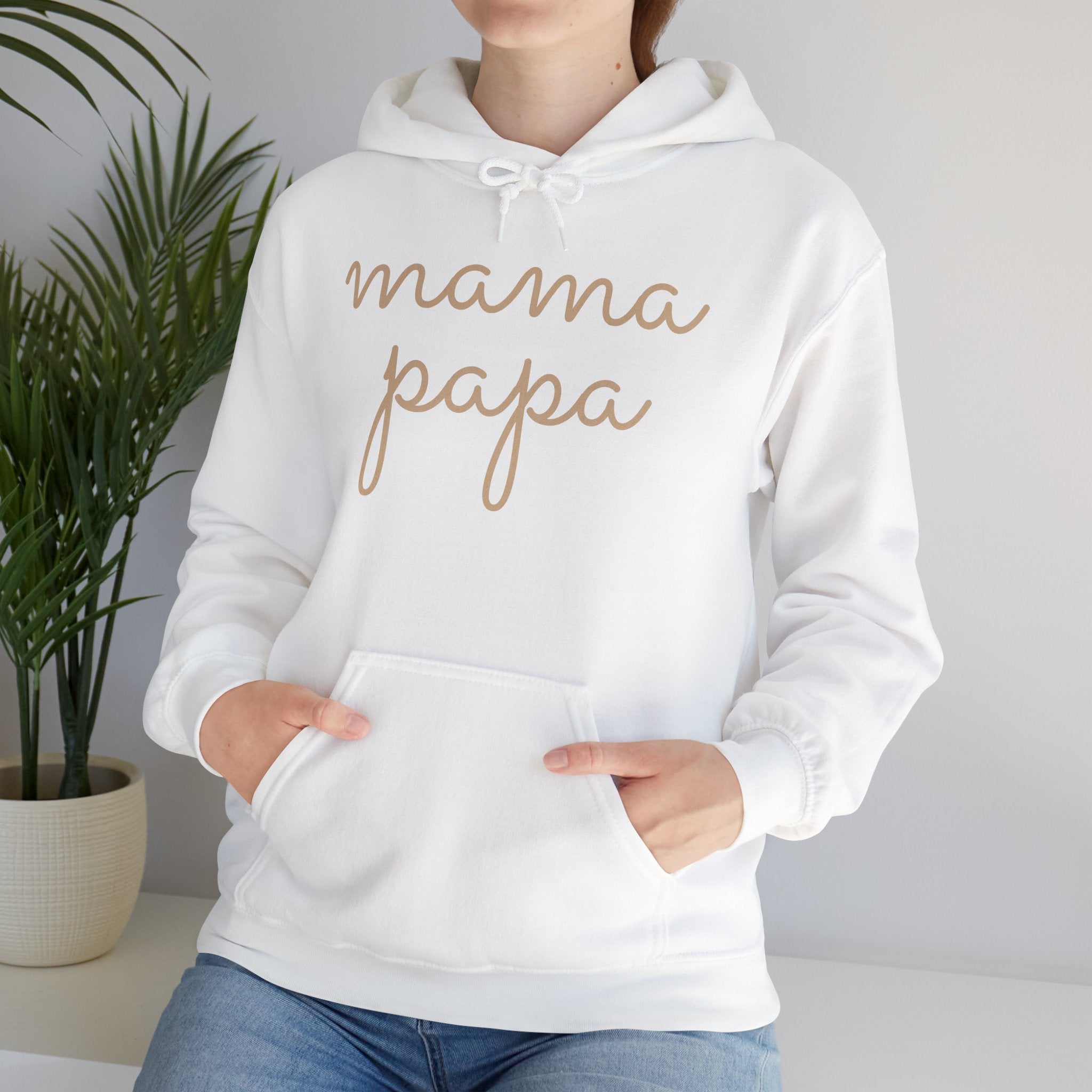 Mama Papa Hoodie — Minimal Script Parent Matching Pullover