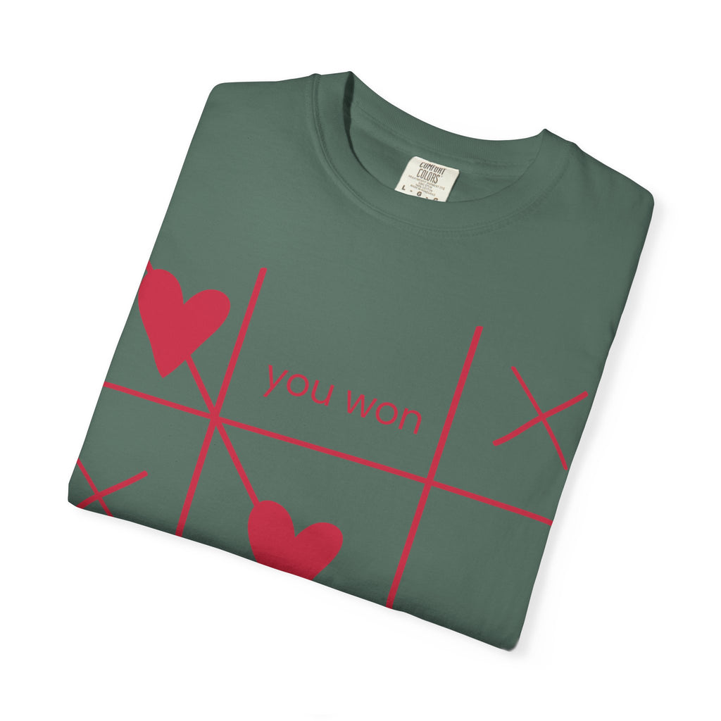 Valentine Tic-Tac-Toe Heart T-Shirt — "You Won My Heart" Graphic Tee